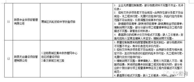 工程造價(jià)咨詢(xún)、招標(biāo)代理企業(yè)問(wèn)題列表